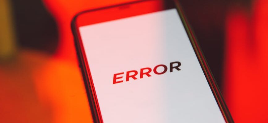 black smartphone displaying error