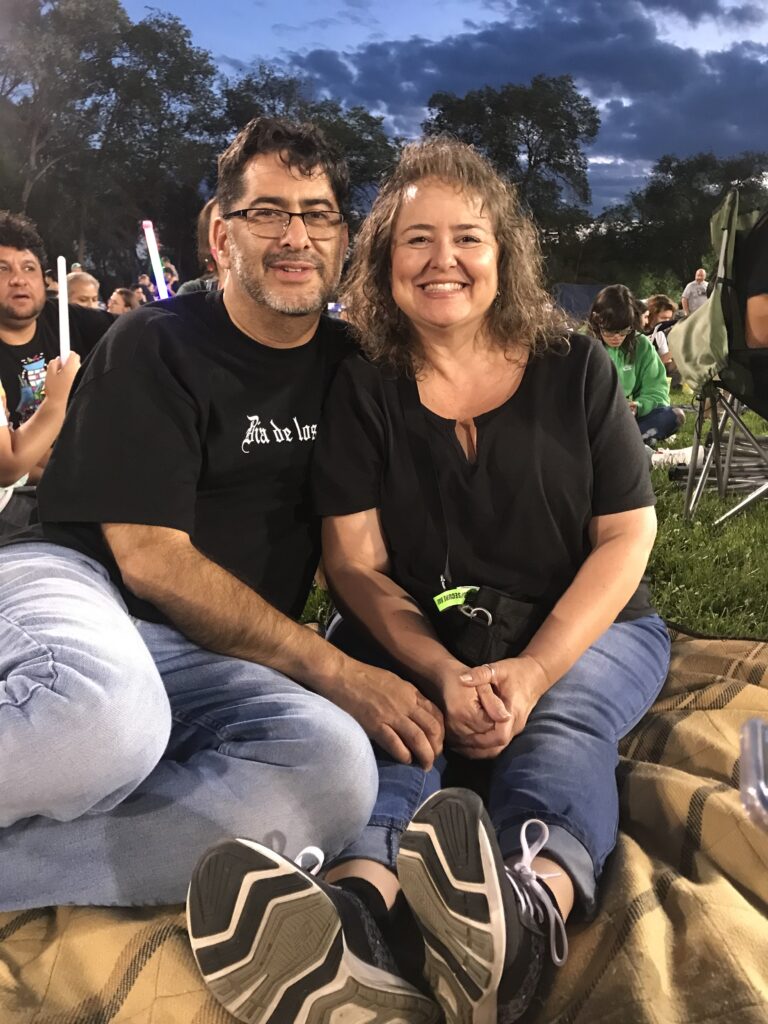 juan and cherelle blea celebrating the burning of Old Man Gloon, aka, Zozobra